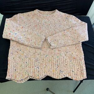 Plush Pink with Rainbow Detailing Cropped Sweater